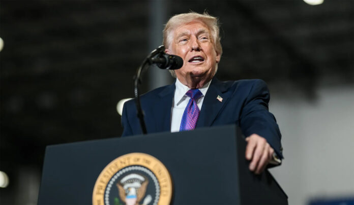 Donald Trump speaking about Detroit synagogue attack and Iran military action during a public statement