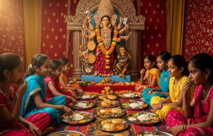 Kanya Pujan ritual on Durga Ashtami Navratri 2026