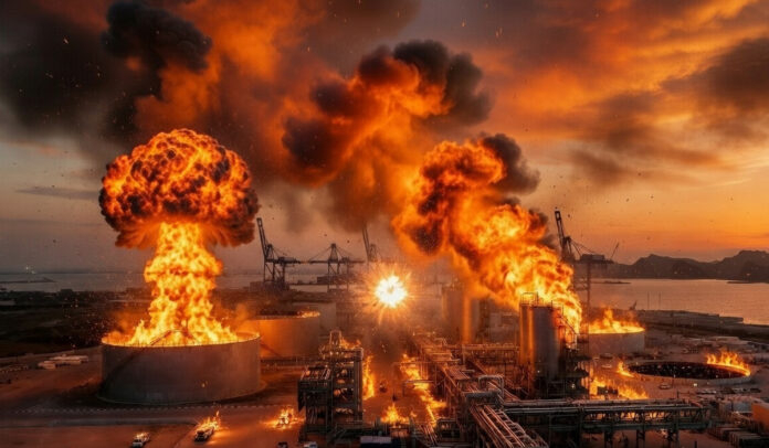 Smoke rising near Fujairah oil terminal in UAE after reported drone interception during regional tensions