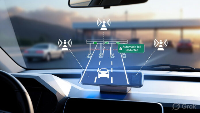 GNSS GPS toll device installation in old car dashboard for India highway toll system