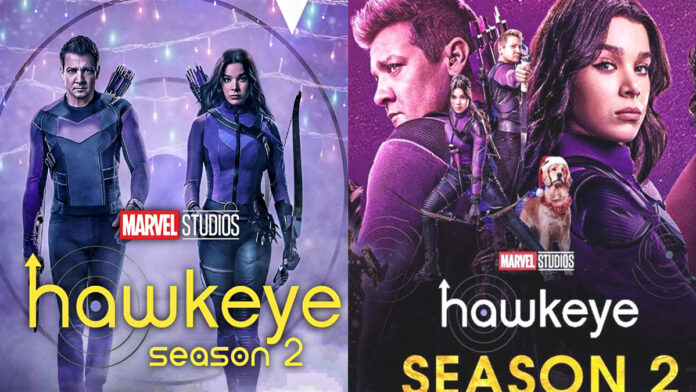 Jeremy Renner as Hawkeye holding a bow in Marvel Disney+ series