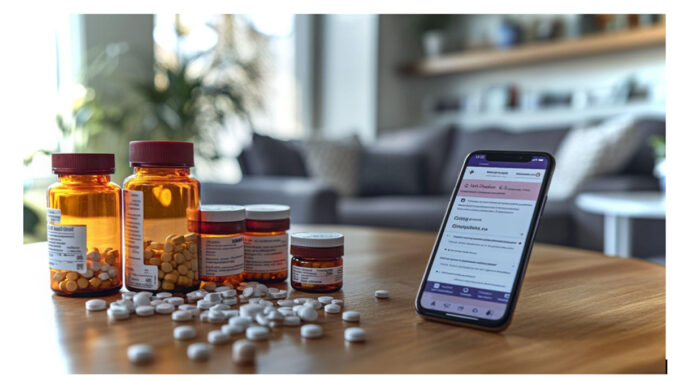Indian family saving money on generic medicines by ordering online, showing 50-80% cost reduction for chronic prescriptions
