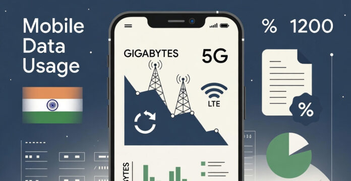 Mobile phone showing internet usage and data consumption as India studies possible mobile data tax