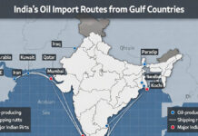 If Israel-US War With Iran Escalates, How Exposed Is India? Oil Imports, Trade Routes and Inflation at Risk Map showing India oil import routes from Gulf countries