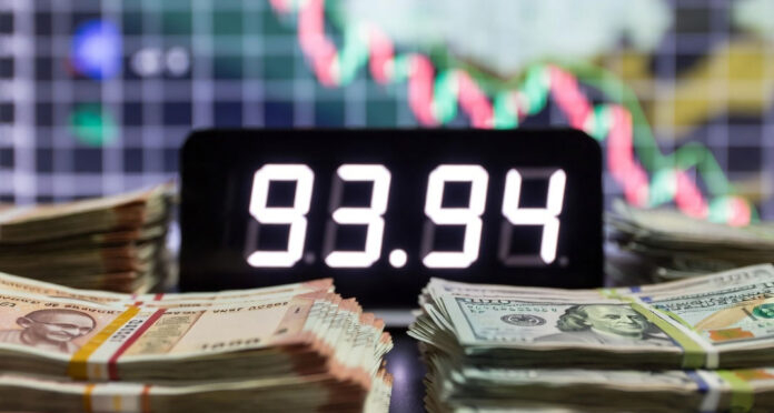 Indian rupee falls to record low 93.94 against US dollar