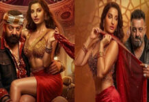 Fatwa Row Over ‘Sarke Chunar’: Nora Fatehi Faces Backlash, Notice Issued by Women’s Commission Nora Fatehi Sarke Chunar Fatwa controversy image during dance performance with Sanjay Dutt KD movie