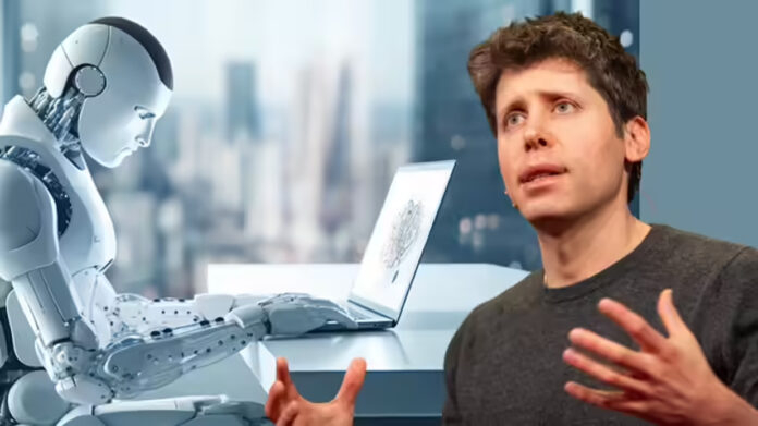 Sam Altman OpenAI CEO announcing GPT-5 beta release for developers in April 2026 at tech conference