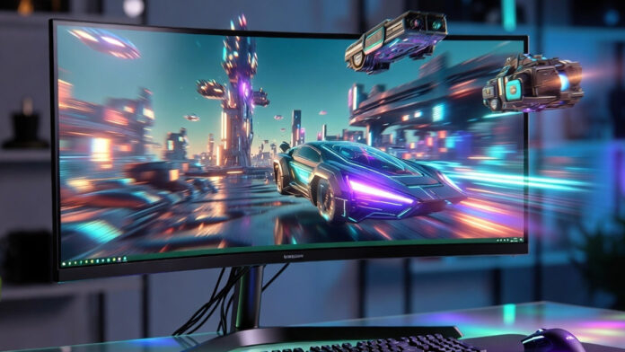 Samsung Odyssey 3D gaming monitor showcasing glasses-free 3D display at GDC 2026