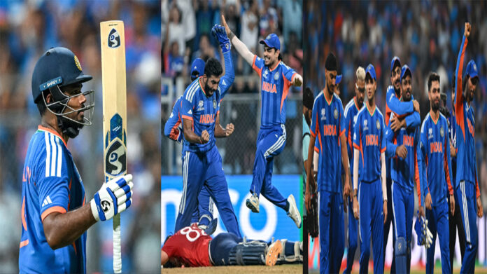 Sanju Samson celebrating his 89 runs during India vs England T20 World Cup 2026 semifinal at Wankhede Stadium