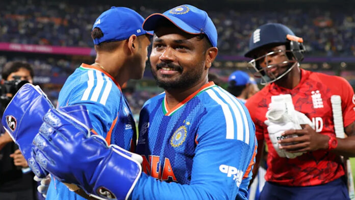 Sanju Samson T20 World Cup 2026 Player of Tournament nominee India jersey celebration