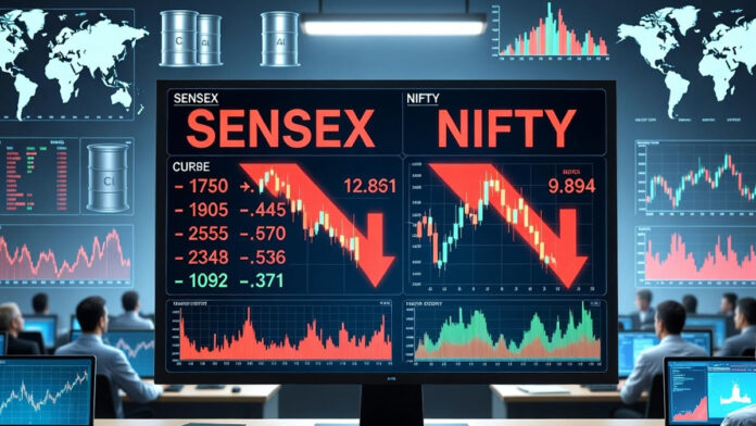 Sensex and Nifty fall sharply as Indian stock market opens lower amid rising oil prices and global tensions