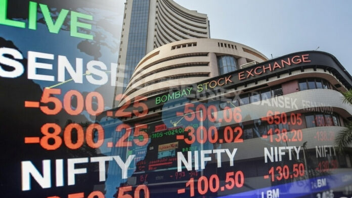 Sensex and Nifty decline on stock market screen amid geopolitical tensions