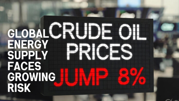 Oil tankers navigating the Strait of Hormuz amid rising West Asia tensions impacting global crude oil prices