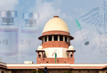 Supreme Court Directs India Government to Frame ‘No-Fault Compensation’ Policy for Serious COVID-19 Vaccine Side Effects Supreme Court of India building with COVID-19 vaccine vials symbolizing court direction on compensation policy for vaccine side effects.