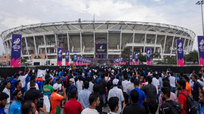 Crowds outside Narendra Modi Stadium in Ahmedabad ahead of India vs New Zealand T20 World Cup 2026 Final