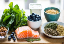 Top 7 Foods Diabetics Can Eat Safely to Help Control Blood Sugar Top healthy foods for diabetes including leafy greens, salmon, berries, nuts, whole grains and yogurt arranged as a diabetes friendly diet meal