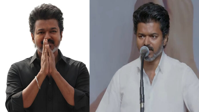 Actor and political leader Vijay discussing Tamilaga Vetri Kazhagam preparations for Tamil Nadu elections 2026
