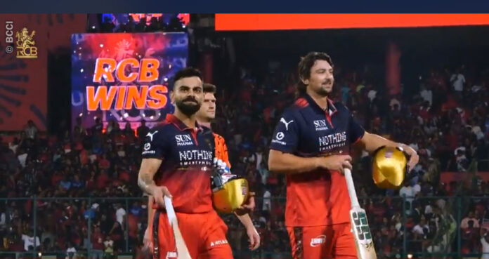 Virat Kohli batting during RCB vs SRH IPL 2026 match hitting six