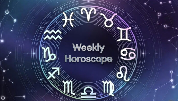 Weekly Horoscope March 9–15 2026 zodiac astrology chart with twelve zodiac symbols and planetary alignment