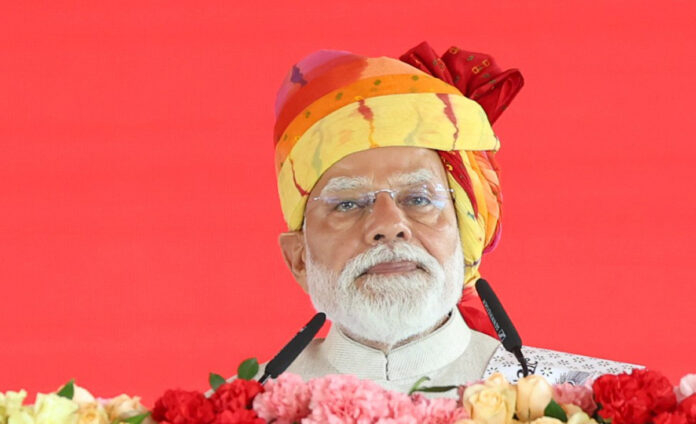 Prime Minister Narendra Modi addressing a large rally in Cooch Behar, West Bengal