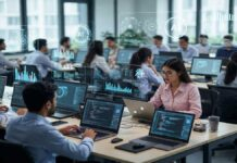 AI Isn’t Killing Jobs: LinkedIn Report Shows 60% Surge in Hiring Across India’s Tech Sector AI professionals working on laptops in modern office showing growth in artificial intelligence jobs in India