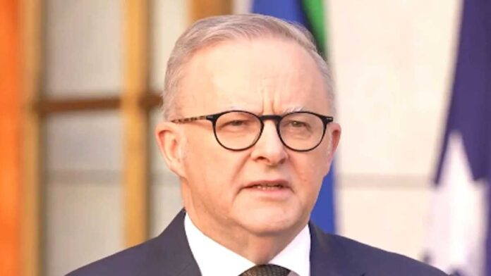 Anthony Albanese addressing media on digital tax plan to support journalism in Australia