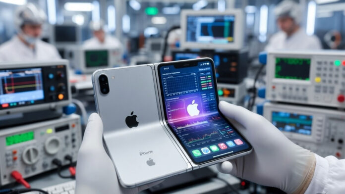 Apple foldable iPhone prototype testing with flexible display issues