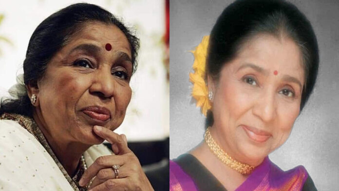 Asha Bhosle tribute scene with fans and celebrities gathered at Mumbai residence