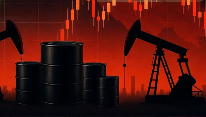 Brent crude oil price falling sharply with global stock markets rising