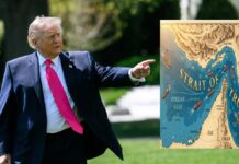 Trump Sparks Controversy After Sharing Post Renaming Strait of Hormuz as ‘Trump Strait’ Donald Trump with Strait of Hormuz map showing controversial Trump Strait label