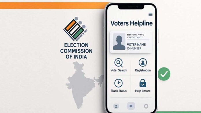 Indian voters checking voter list and polling booth details on mobile before election day