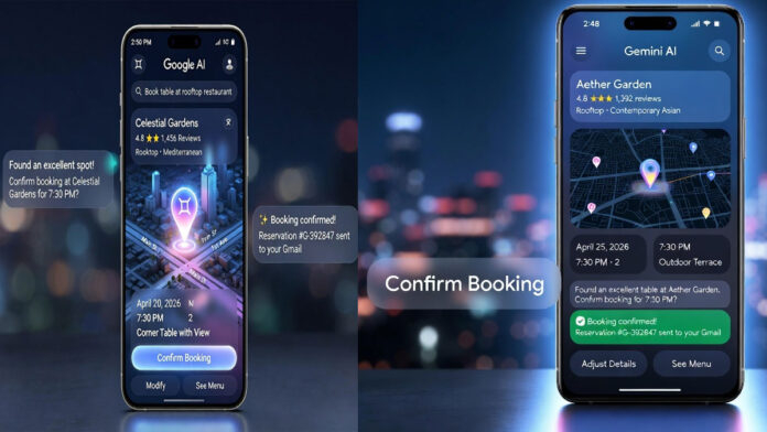 Google AI restaurant booking feature India agentic AI search
