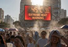 India Weather Alert April 29: Dust Storms, Rain Likely in North; Heatwave to Grip Central and Western Regions Dust storm approaching Delhi skyline with dark clouds and strong winds