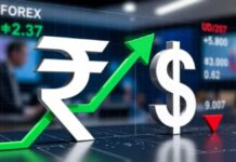Indian Rupee Falls to 94.79 Against US Dollar Amid Rising Crude Prices and Global Tensions Indian rupee and US dollar currency notes with declining forex chart