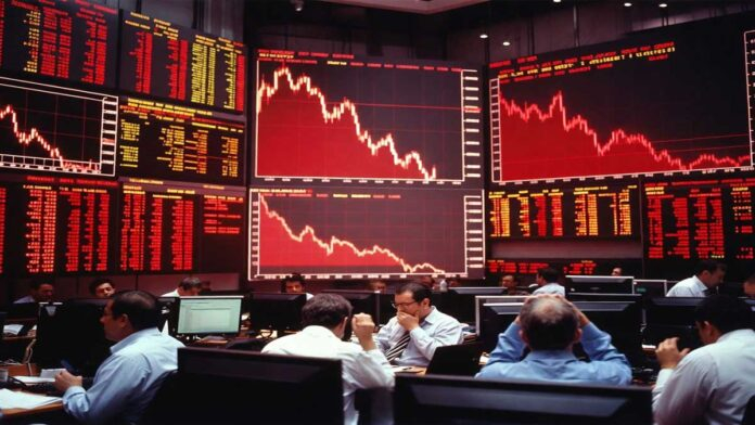 Indian stock market crash with Sensex and Nifty falling sharply