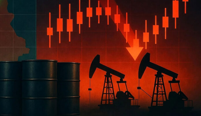 Oil price drop chart with rising stock market graphs after US Iran ceasefire