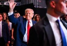 Gunfire Erupts at White House Correspondents’ Dinner; President Trump Safely Evacuated Security personnel evacuating President Donald Trump during gunfire incident at Washington Hilton