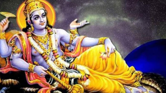 Devotees worshipping Lord Vishnu and Goddess Lakshmi on Varuthini Ekadashi
