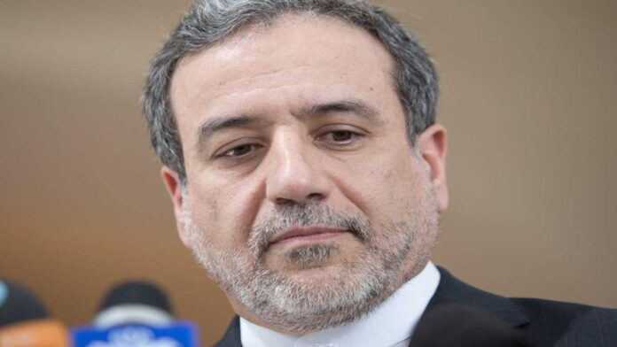 Iranian Foreign Minister Abbas Araghchi speaking amid rising tensions over alleged Israel-UAE coordination