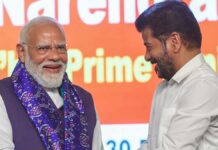 PM Modi Offers Political Handshake to Telangana CM Revanth Reddy in Hyderabad, Sparks Laughter on Stage PM Modi and Revanth Reddy