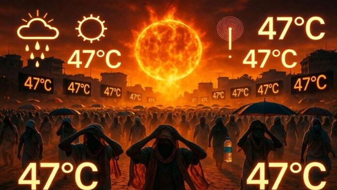 Delhi NCR Weather Update showing severe heatwave and yellow alert in Delhi
