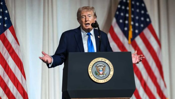 Trump Issues Strong Warning to Iran Over Nuclear Deal Talks Donald Trump speaks about Iran nuclear negotiations outside the White House amid rising US-Iran tensions