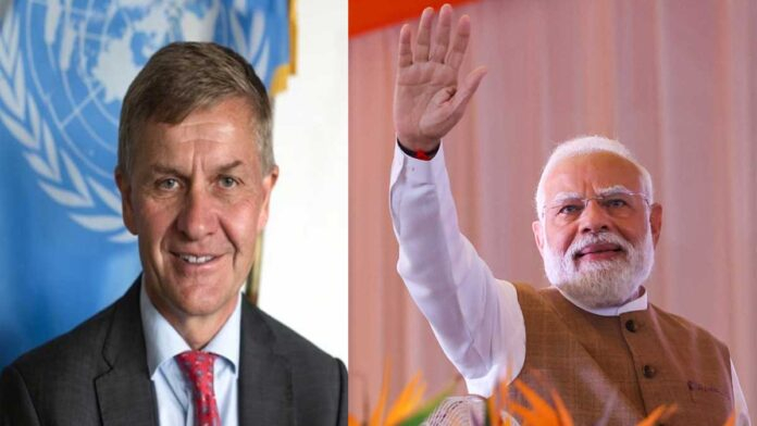 Former UN Environment Programme chief Erik Solheim speaking about Prime Minister Narendra Modi’s leadership and India’s green growth vision