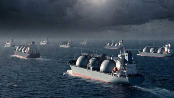 LNG tanker ship at sea amid global energy supply concerns
