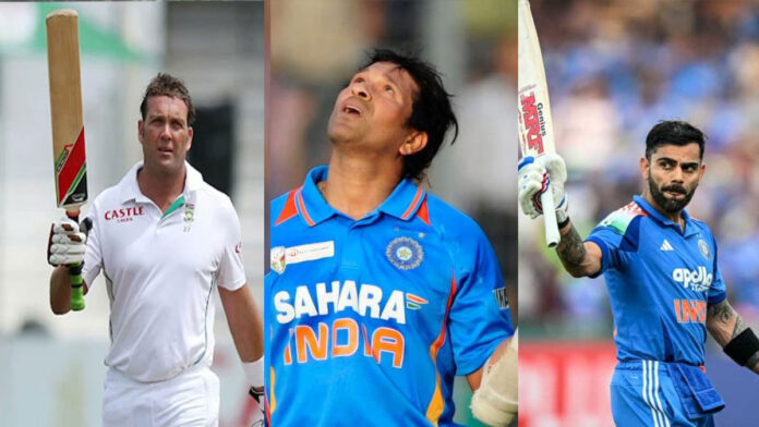 IMAGE ALT TEXT: Greatest Cricketers of the 21st Century featuring Jacques Kallis Sachin Tendulkar Virat Kohli and Muttiah Muralitharan