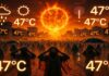 India Sizzles Under Extreme Heatwave: All 50 of the World’s Hottest Cities Located in India, 26 in Uttar Pradesh People walking under extreme heatwave conditions in India as temperatures cross 47 degrees Celsius