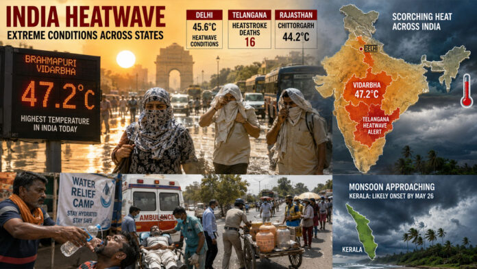 People struggling under extreme heat conditions during severe heatwave across India