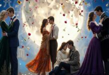 Love Horoscope Today, May 8, 2026: Virgo & Sagittarius May Face Relationship Strain; Check Detailed Zodiac Love Predictions Romantic zodiac love horoscope illustration with couple silhouettes and stars