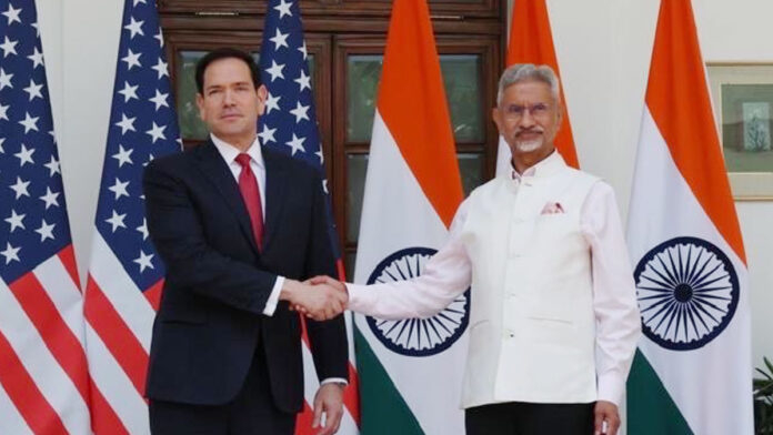 Marco Rubio and S Jaishankar during India-US strategic partnership talks at Hyderabad House in New Delhi