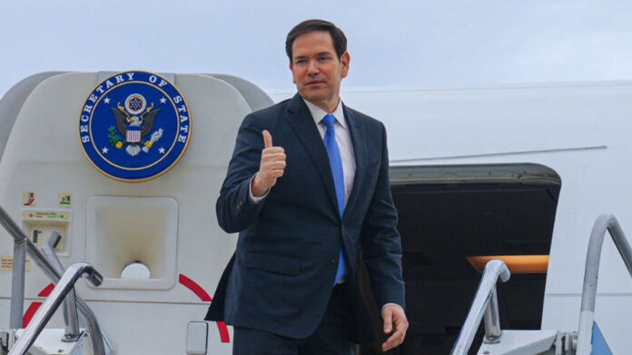 Marco Rubio arriving in Kolkata during his India diplomatic visit with security and official delegation